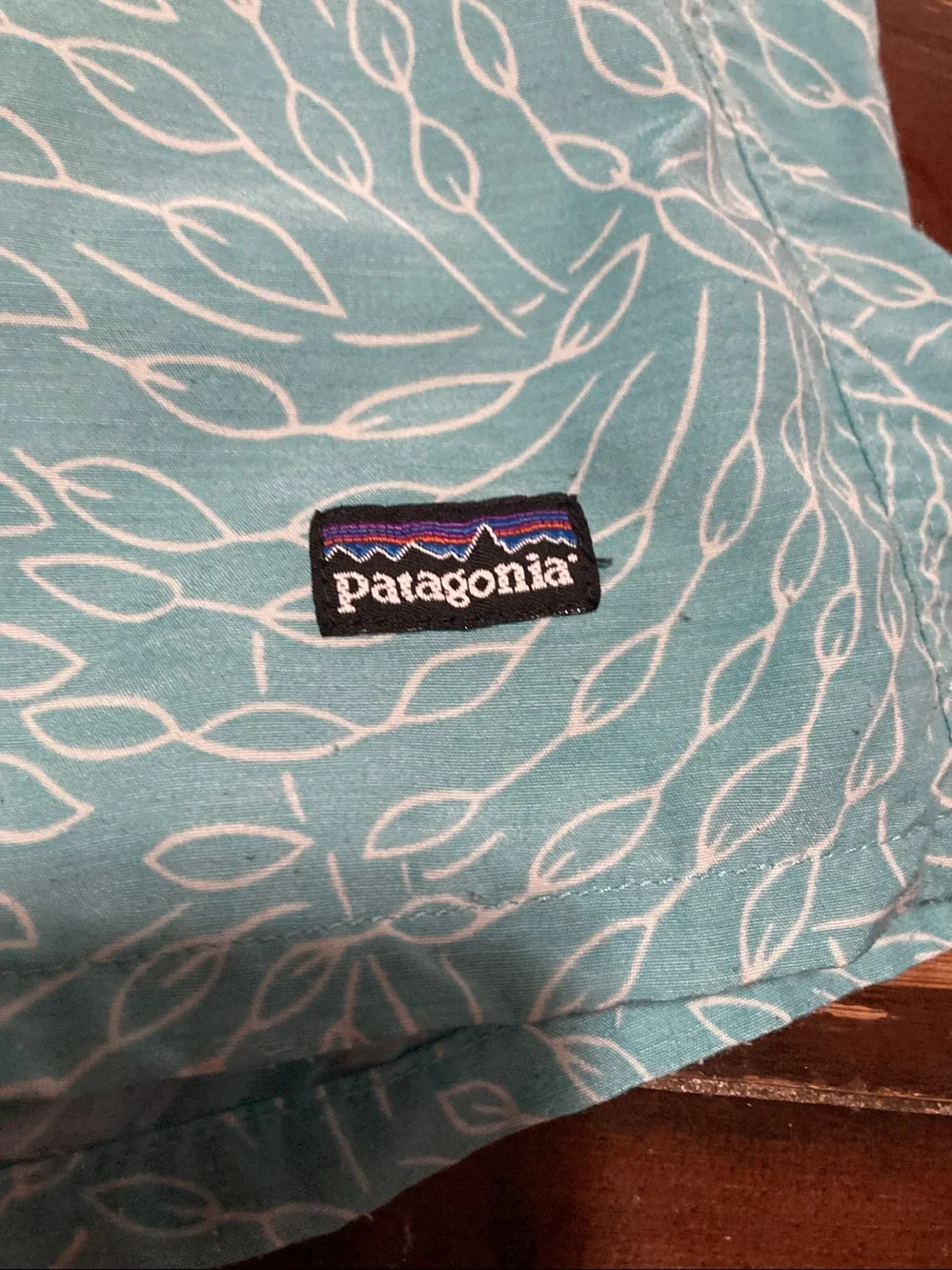 Patagonia Women's Aqua Leaf-Print Athletic Shorts - Picture 2 of 5